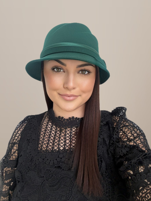 Palarie dama din fetru lux cu falduri VIENNA LUX (VERDE) - marime unica, reglabila [4]