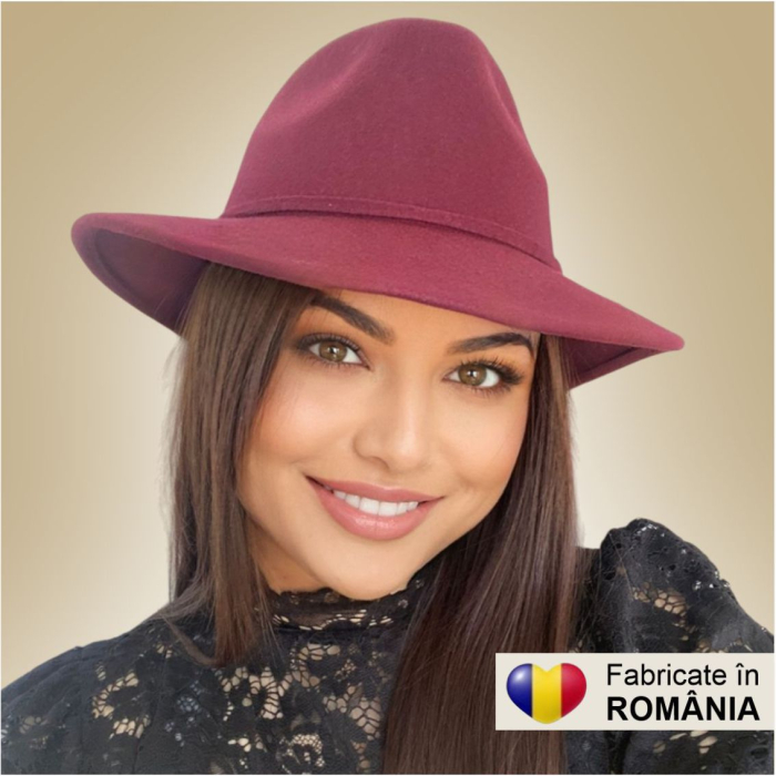 Palarie dama din fetru lux MISS ITALY (GRENA) - marime unica, reglabila [3]
