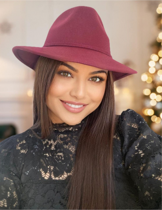 Palarie dama din fetru lux MISS ITALY (GRENA) - marime unica, reglabila [1]