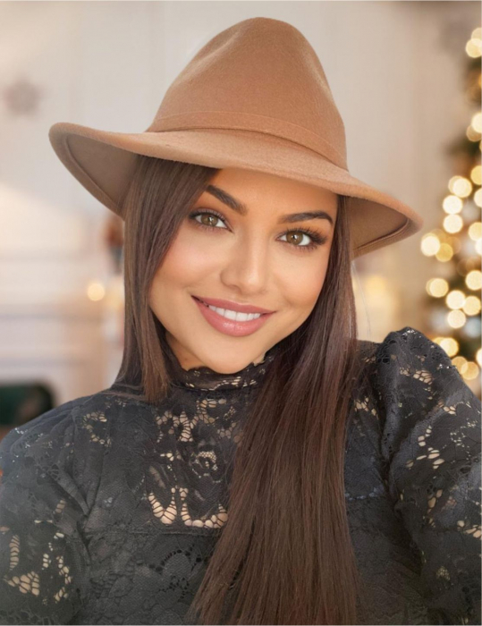 Palarie dama din fetru lux MISS ITALY (MARO deschis) - marime unica, reglabila [1]