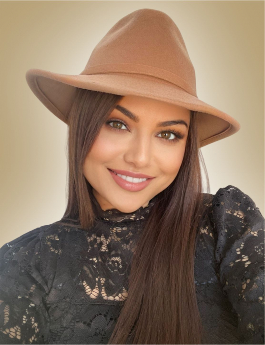 Palarie dama din fetru lux MISS ITALY (MARO deschis) - marime unica, reglabila [2]