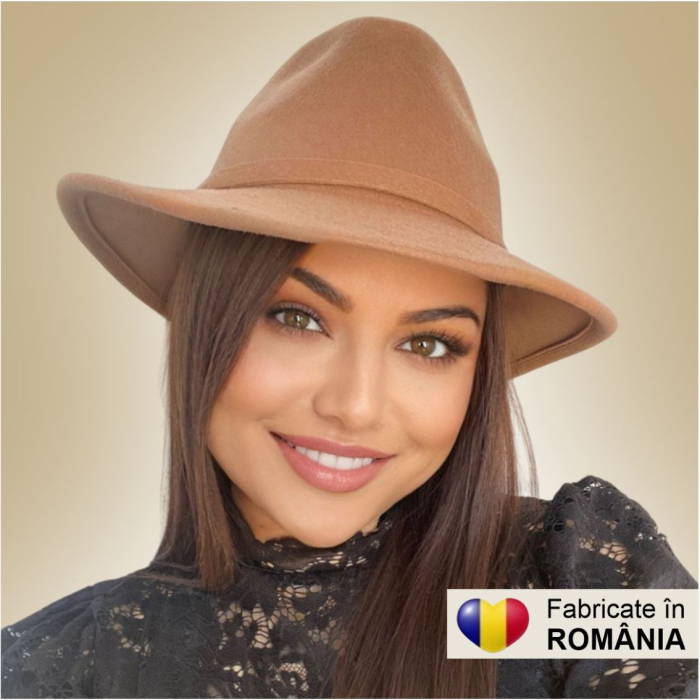 Palarie dama din fetru lux MISS ITALY (MARO deschis) - marime unica, reglabila [3]