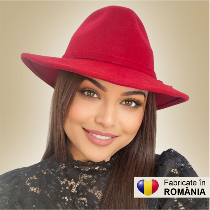 Palarie dama din fetru lux MISS ITALY (ROSU) - marime unica, reglabila [3]