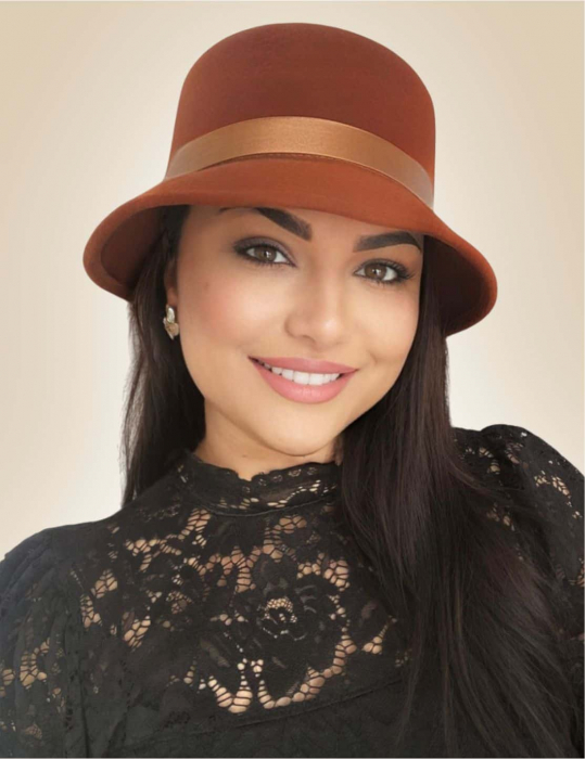Palarie dama din fetru lux PARIS LUX (CARAMIZIU) - marime unica, reglabila [2]