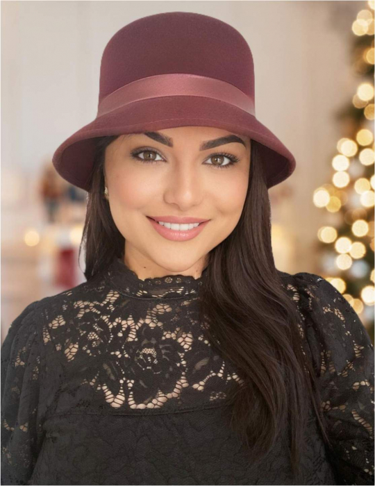 Palarie dama din fetru lux PARIS LUX (GRENA) - marime unica, reglabila [1]