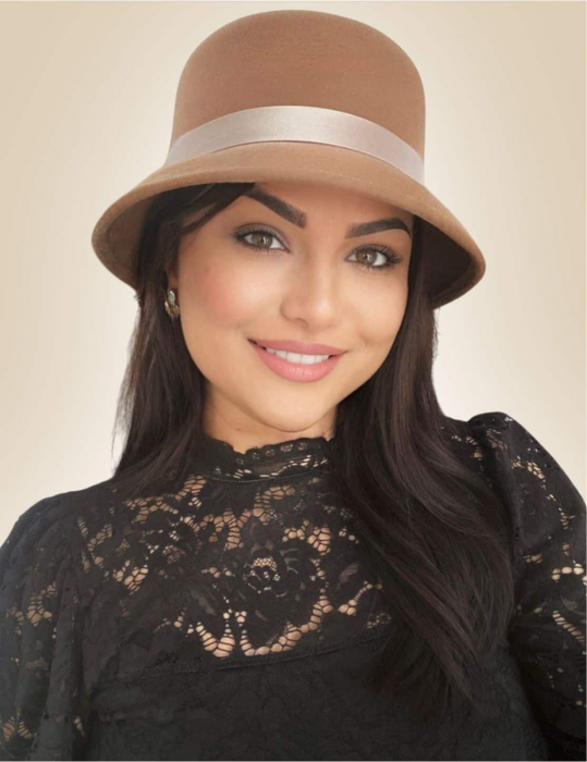 Palarie dama din fetru lux PARIS LUX (MARO cappuccino) - marime unica, reglabila [2]