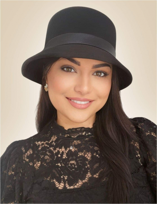 Palarie dama din fetru lux PARIS LUX (NEGRU) - marime unica, reglabila [3]