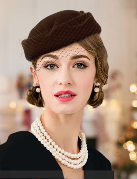 Palarie dama toca MISS PARIS -palarie maro, reglabila [3]