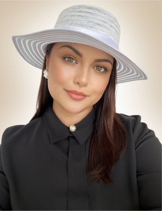 Palarie dama organza  SOFIA CHIC alba, reglabila [2]