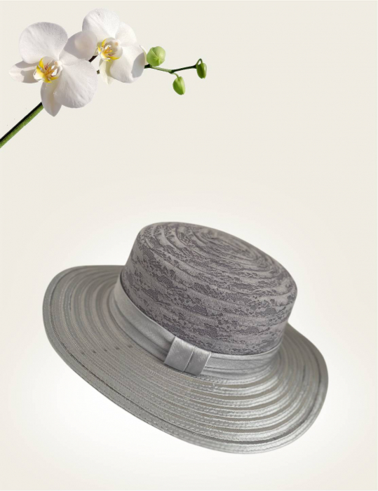 Palarie dama organza  SOFIA CHIC gri, reglabila [4]