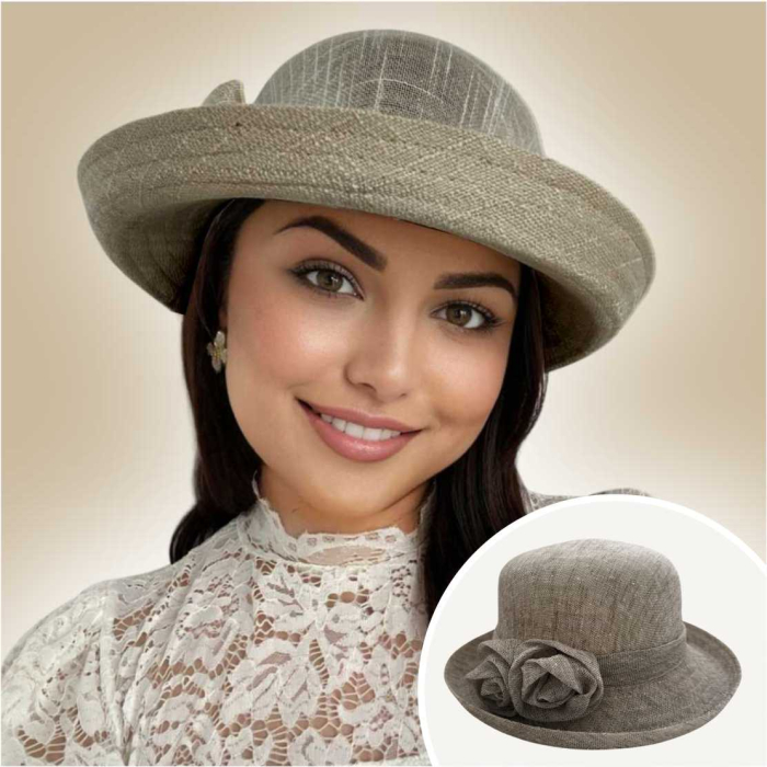 Palarie dama cu boruri rotunde MICHELLE maro, reglabila [6]