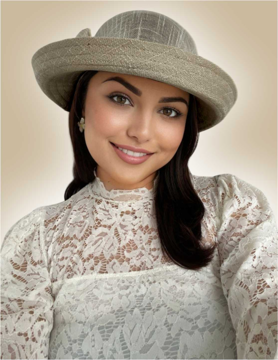 Palarie dama cu boruri rotunde MICHELLE maro, reglabila [2]