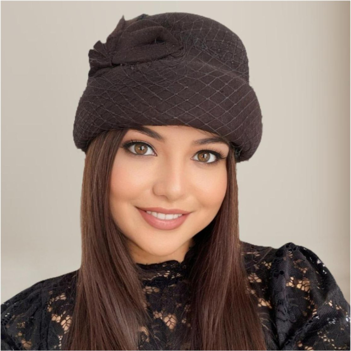 Palarie dama tip toca cu voaleta MAGIC LUX (MARO mahon) - marime unica, reglabila [3]