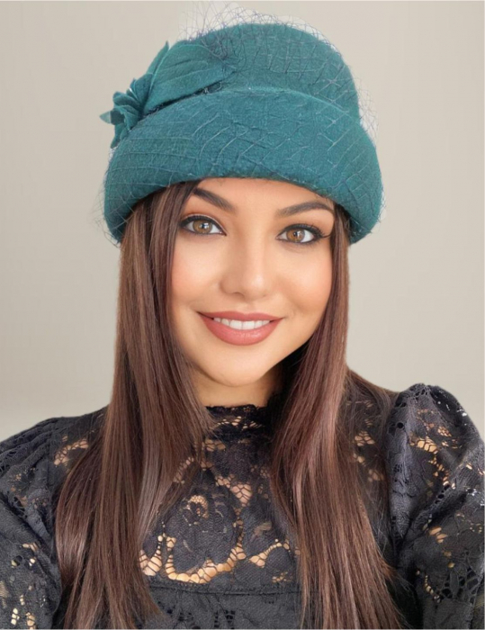 Palarie dama tip toca cu voaleta MAGIC LUX (VERDE persan) - marime unica, reglabila [1]