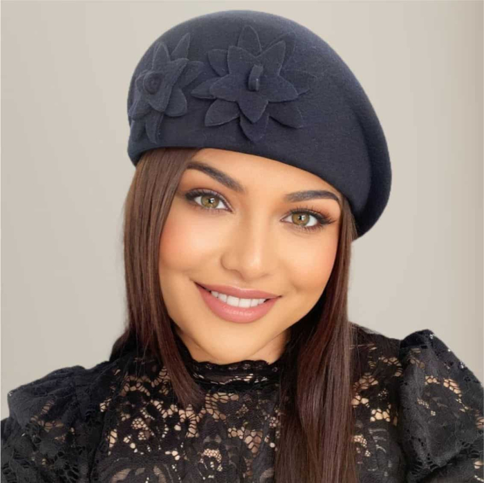 Palarie dama tip toca din fetru lux DUCESA LUX (BLEUMARIN) - marime unica, reglabila [3]