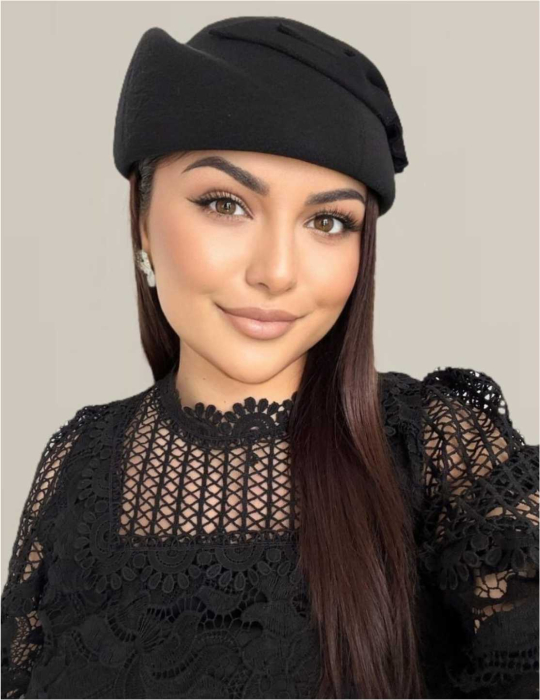 Palarii dama tip toca din fetru lux LEYLA LUX (NEGRU) - marime unica, reglabila [2]