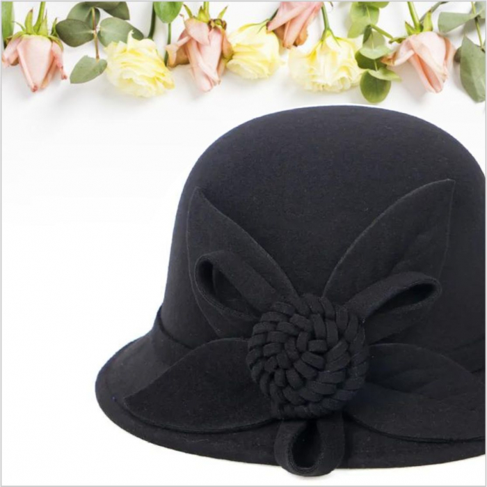 Palarii dama elegante MISS FLORIA (NEAGRA) - marime unica, reglabila [4]