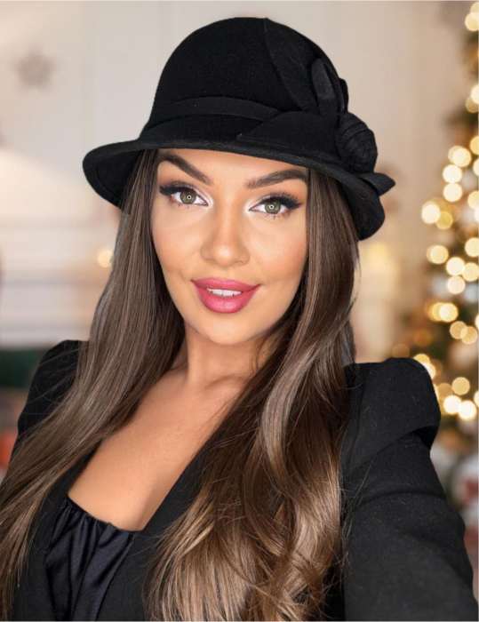 Palarie dama cu boruri mici  LADY ROSE negru, reglabila [1]