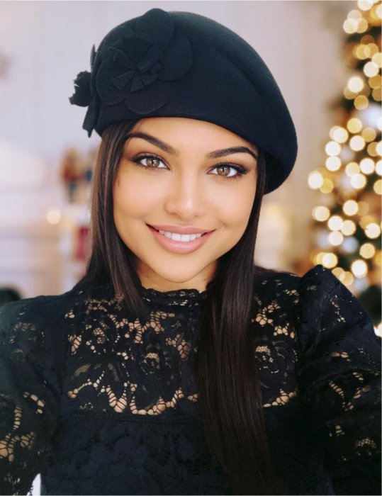 Palarie de dama din fetru lux tip toca REGINA LUX (BLEUMARIN) - marime unica, reglabila [1]