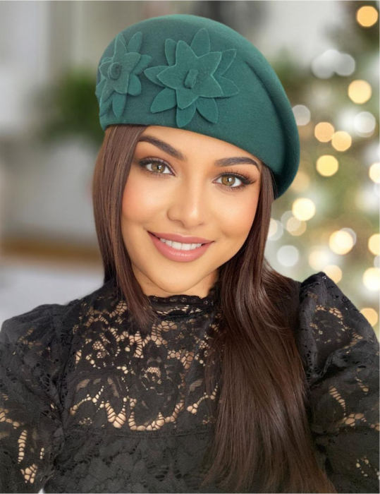 Palarie dama tip toca din fetru lux DUCESA LUX (VERDE persan) - marime unica, reglabila [1]
