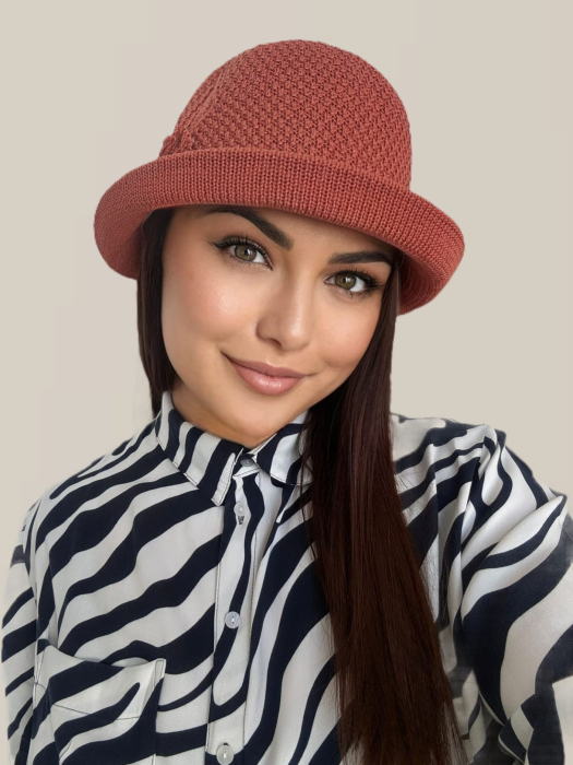 Palarie de soare de lux cu boruri mici BELLA CHIC (CARAMIZIU) - marime unica, reglabila [4]