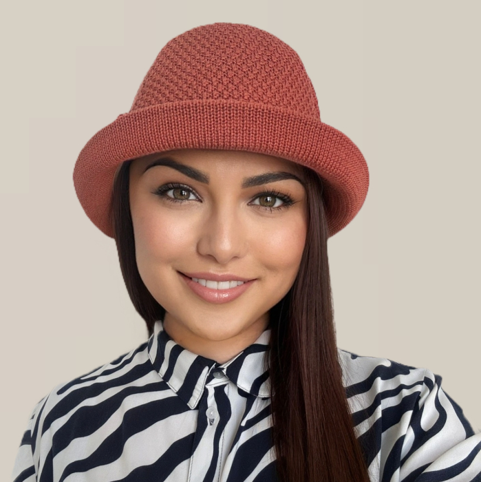 Palarie de soare de lux cu boruri mici BELLA CHIC (CARAMIZIU) - marime unica, reglabila [5]