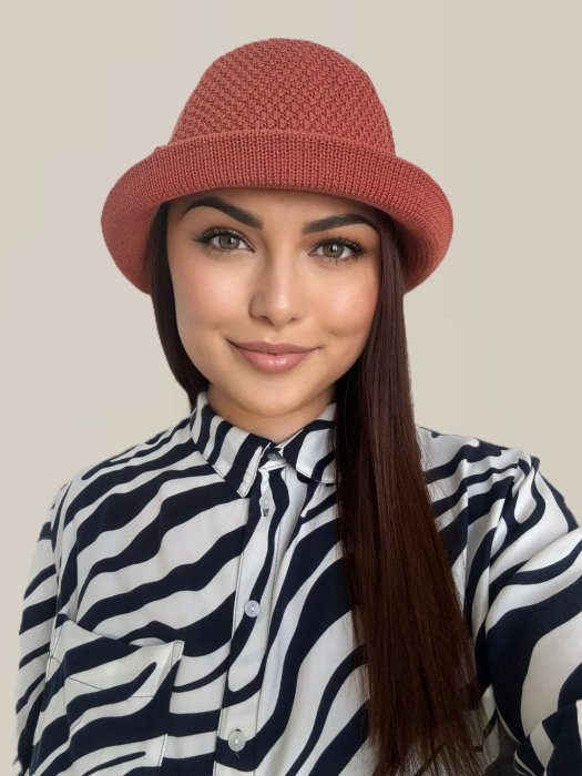 Palarie de soare de lux cu boruri mici BELLA CHIC (CARAMIZIU) - marime unica, reglabila [2]