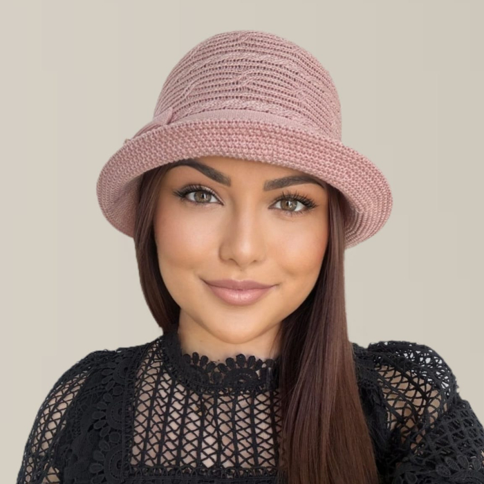 Palarie de soare de lux cu boruri mici BELLA LUX (ROZ pudra) - marime unica, reglabila [7]