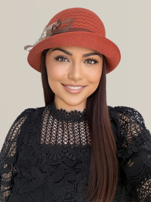 Palarie de soare de lux cu boruri mici FLORIA LUX (CARAMIZIU) - marime unica, reglabila [3]