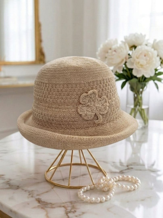 Palarie de soare de lux cu boruri mici FLORENCE CHIC (CREM) - marime unica, reglabila, pliabila [2]