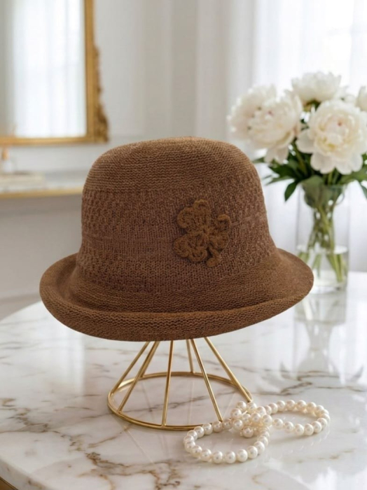 Palarie de soare de lux cu boruri mici FLORENCE CHIC (MARO aramiu) - marime unica, reglabila, pliabila [2]