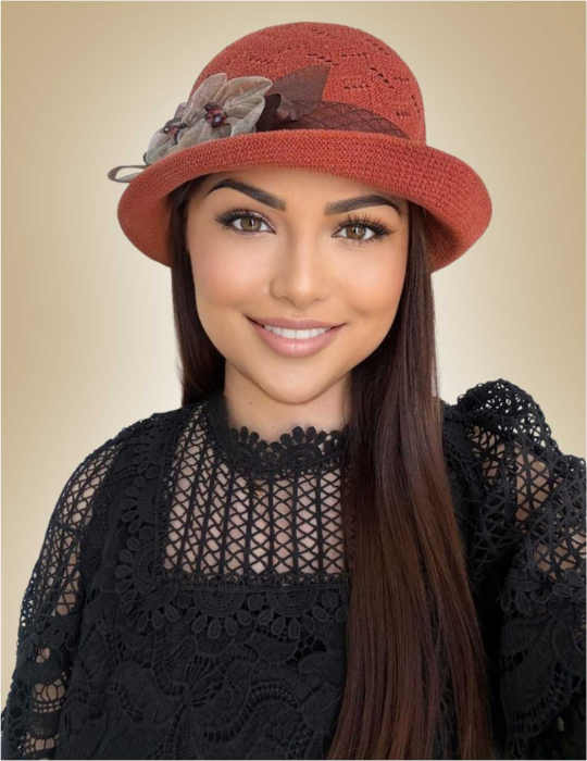 Palarie de soare de lux cu boruri mici ROSA LUX (CARAMIZIU) - marime unica, reglabila, pliabila [2]
