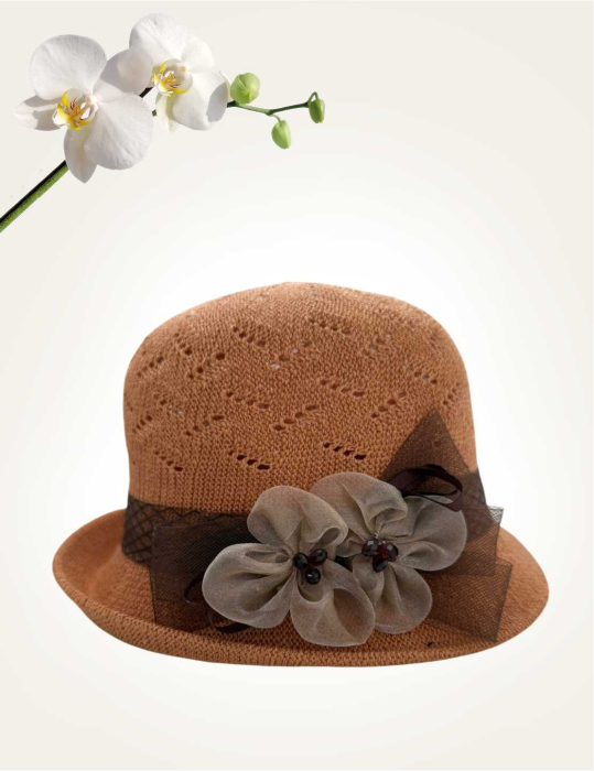 Palarie de soare de lux cu boruri mici ROSA LUX (MARO aramiu) - marime unica, reglabila, pliabila [4]