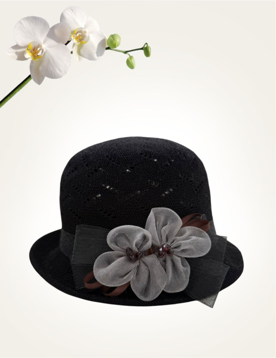 Palarie de soare de lux cu boruri mici ROSA LUX (NEGRU) - marime unica, reglabila, pliabila [4]