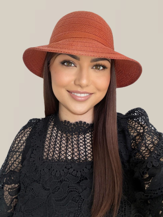 Palarie de soare de lux cu boruri rotunde mici ANASTASIA LUX (CARAMIZIU) - marime unica, reglabila [4]