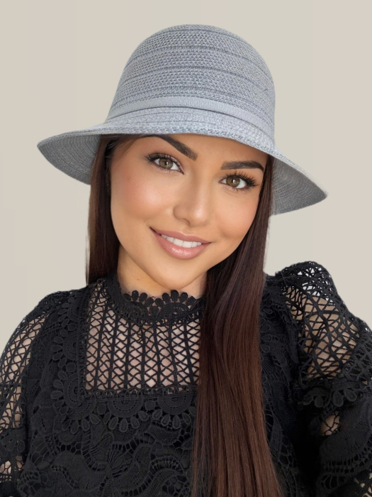 Palarie de soare de lux cu boruri rotunde mici ANASTASIA LUX (GRI) - marime unica, reglabila [3]