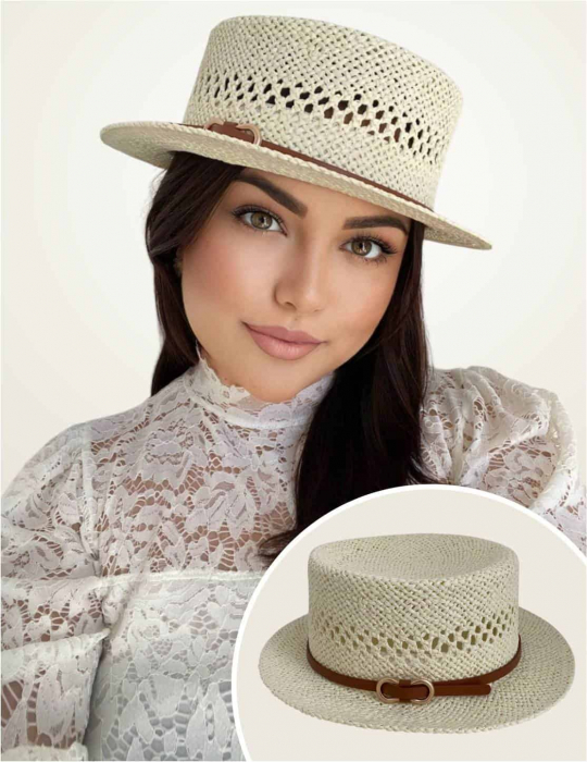 Palarie dama cu boruri mici KALINDA crem, reglabila [1]