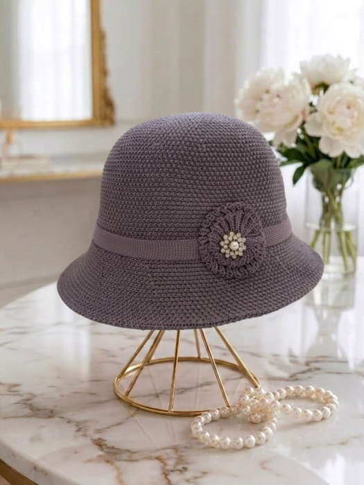 Palarie de soare de lux cu boruri tip sepcuta ROSA LADY (MOV) - marime unica, reglabila [2]