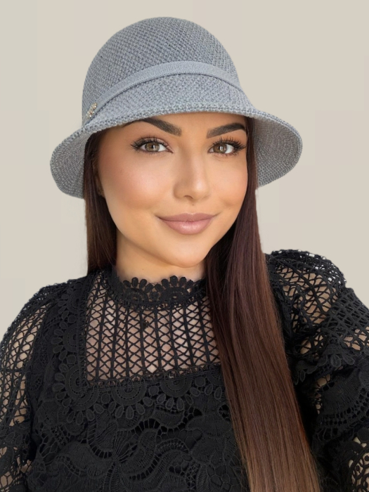 Palarie de soare de lux cu boruri tip sepcuta SCARLET LUX (GRI) - marime unica, reglabila [2]