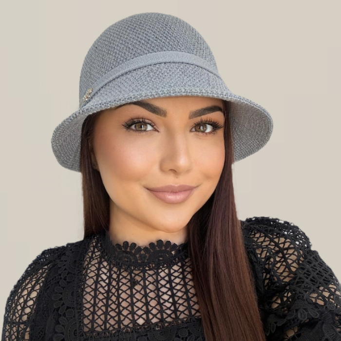 Palarie de soare de lux cu boruri tip sepcuta SCARLET LUX (GRI) - marime unica, reglabila [5]