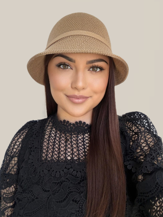 Palarie de soare de lux cu boruri tip sepcuta SCARLET LUX (MARO cappuccino) - marime unica, reglabila [2]