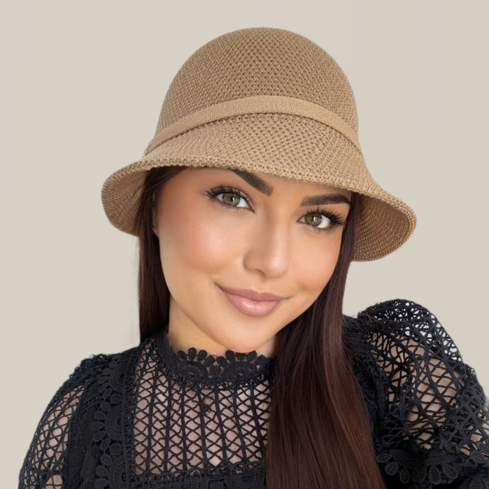 Palarie de soare de lux cu boruri tip sepcuta SCARLET LUX (MARO cappuccino) - marime unica, reglabila [5]