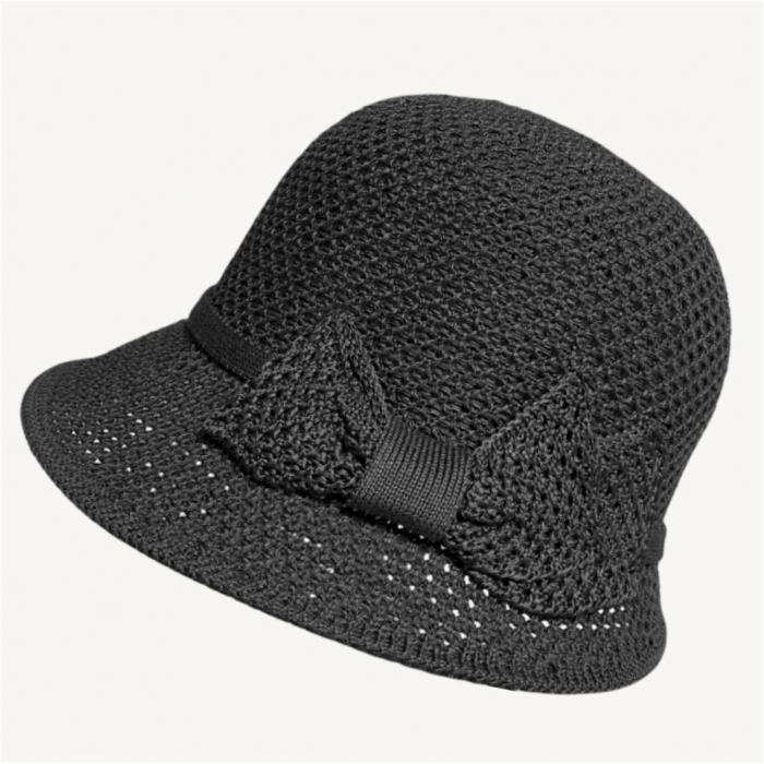 Palarie de soare de lux cu boruri tip sepcuta VICTORIA LUX (NEGRU) - marime unica, reglabila [4]