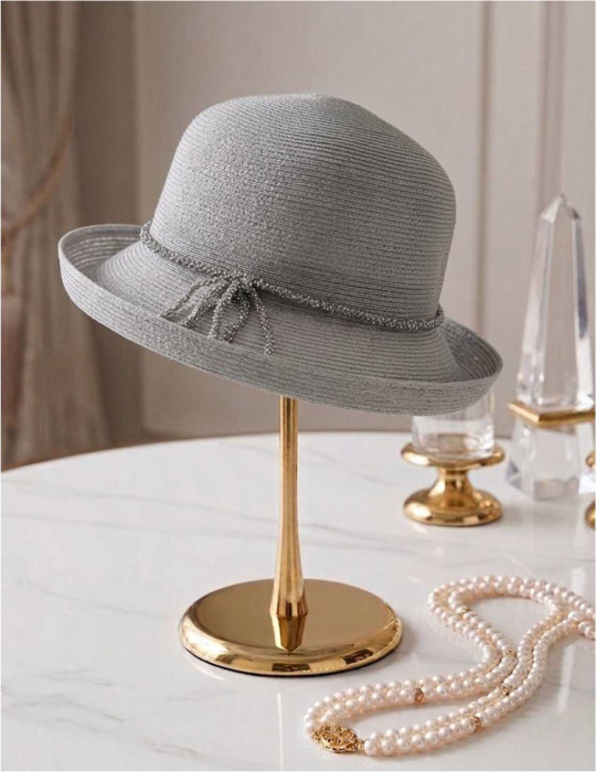 Palarie dama din organza dantelata AMIRA LUX-palarie GRI, reglabila [5]