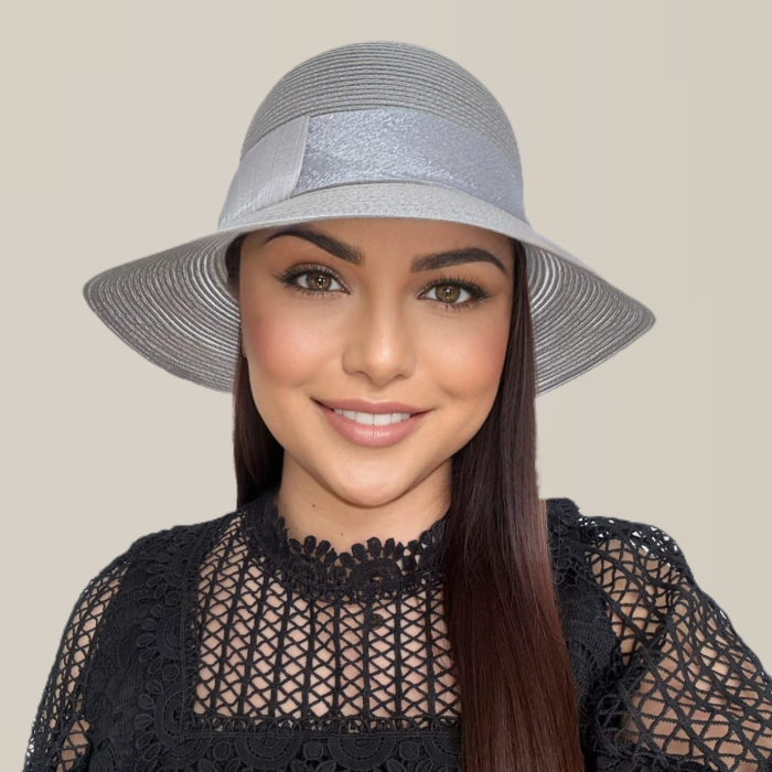 Palarie dama din organza dantelata PALOMA LUX-palarie gri, reglabila [6]