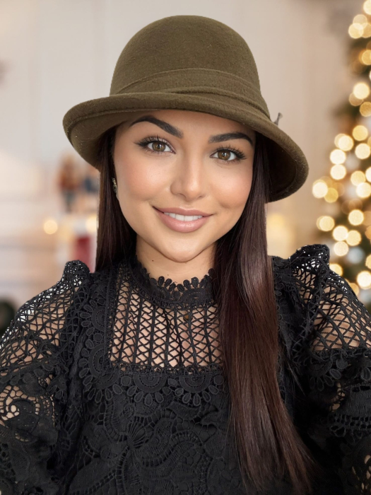 Palarie eleganta cu boruri chic si funda ARONIA (KAKI) - marime unica, reglabila [2]