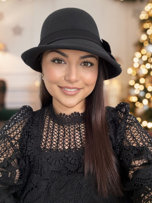 Palarie eleganta cu boruri chic si funda ARONIA (NEGRU) - marime unica, reglabila [2]