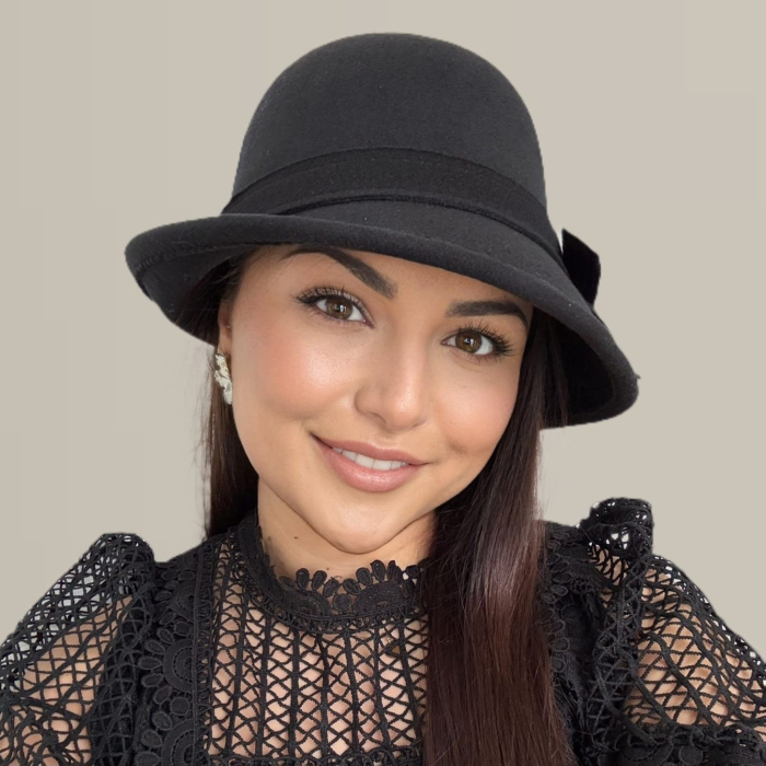 Palarie eleganta cu boruri chic si funda ARONIA (NEGRU) - marime unica, reglabila [5]