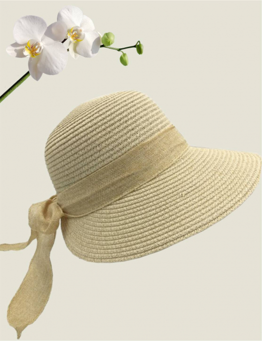 Palarie dama boruri medii tip sapcuta LORELAI-palarie crem, reglabila [5]