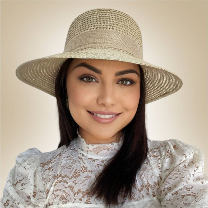 Palarie dama boruri medii tip sapcuta LORELAI-palarie crem, reglabila [4]